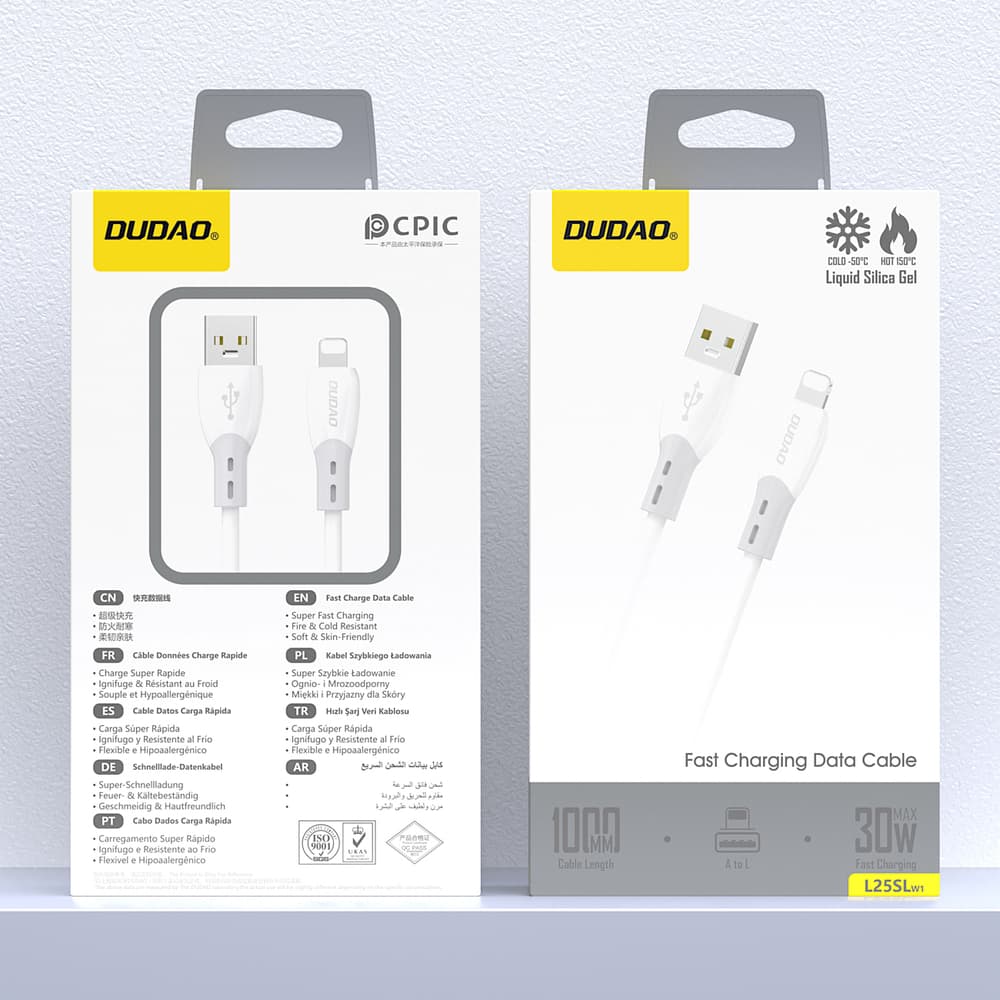 Dudao L25SL 30W USB-A - Lightning kabel s silikonskim ovojem 1m - bel 2