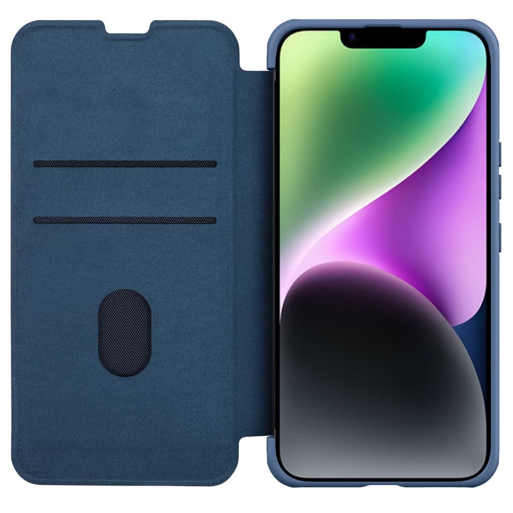 Nillkin Qin Cloth Pro Flip ovitek za iPhone 14 Plus, moder 5