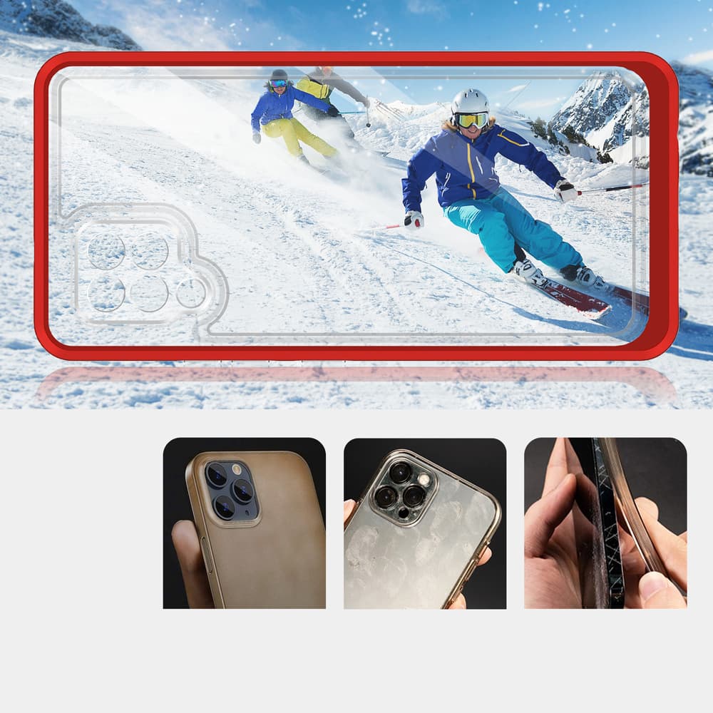 Hurtel ovitek Clear 3in1 za Samsung Galaxy A42 5G, rdeč 3
