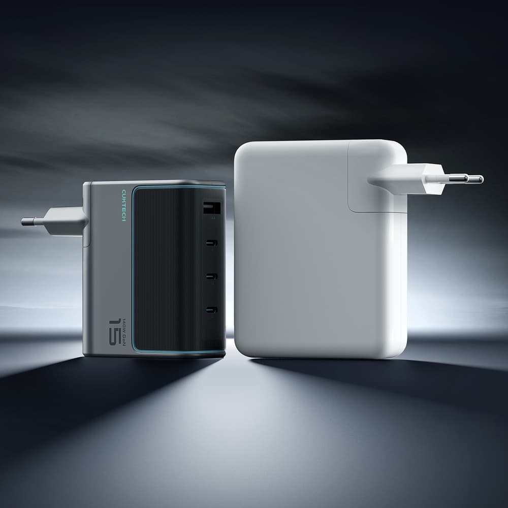 Cuktech AD1404UEU 140W GaN polnilnik 3x USB-C + USB-A + kabel - Siv 4