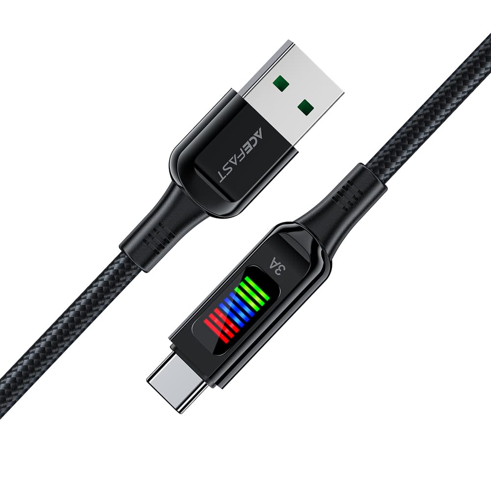Acefast C7-04 USB-A v USB-C 60W 1.2m kabel z zaslonom, črn 4
