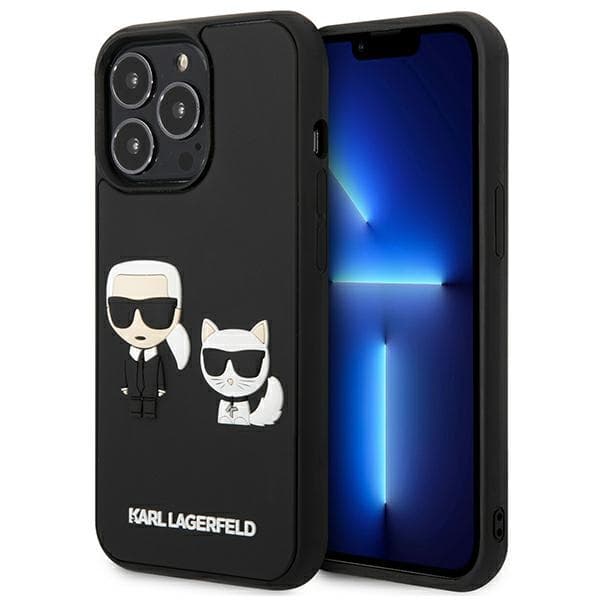 Ovitek Karl Lagerfeld Karl&Choupette Ikonik 3D za iPhone 13 Pro / 13, črn