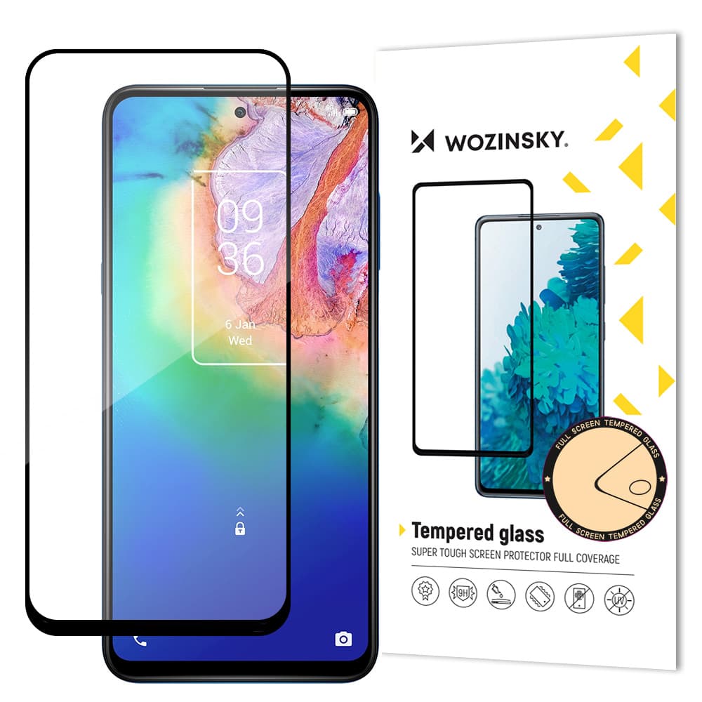 Wozinsky Full Glue kaljeno steklo z okvirjem za TCL 20 5G, črno