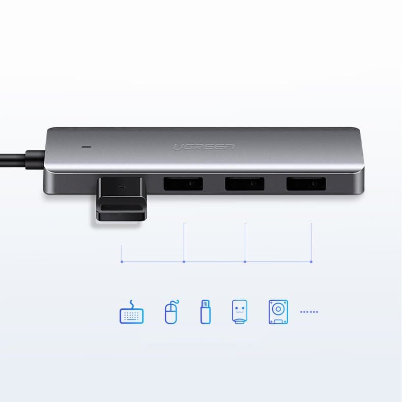 Ugreen USB Type-C HUB 4x USB 3.2 Gen 1 s polnilnim priključkom 7