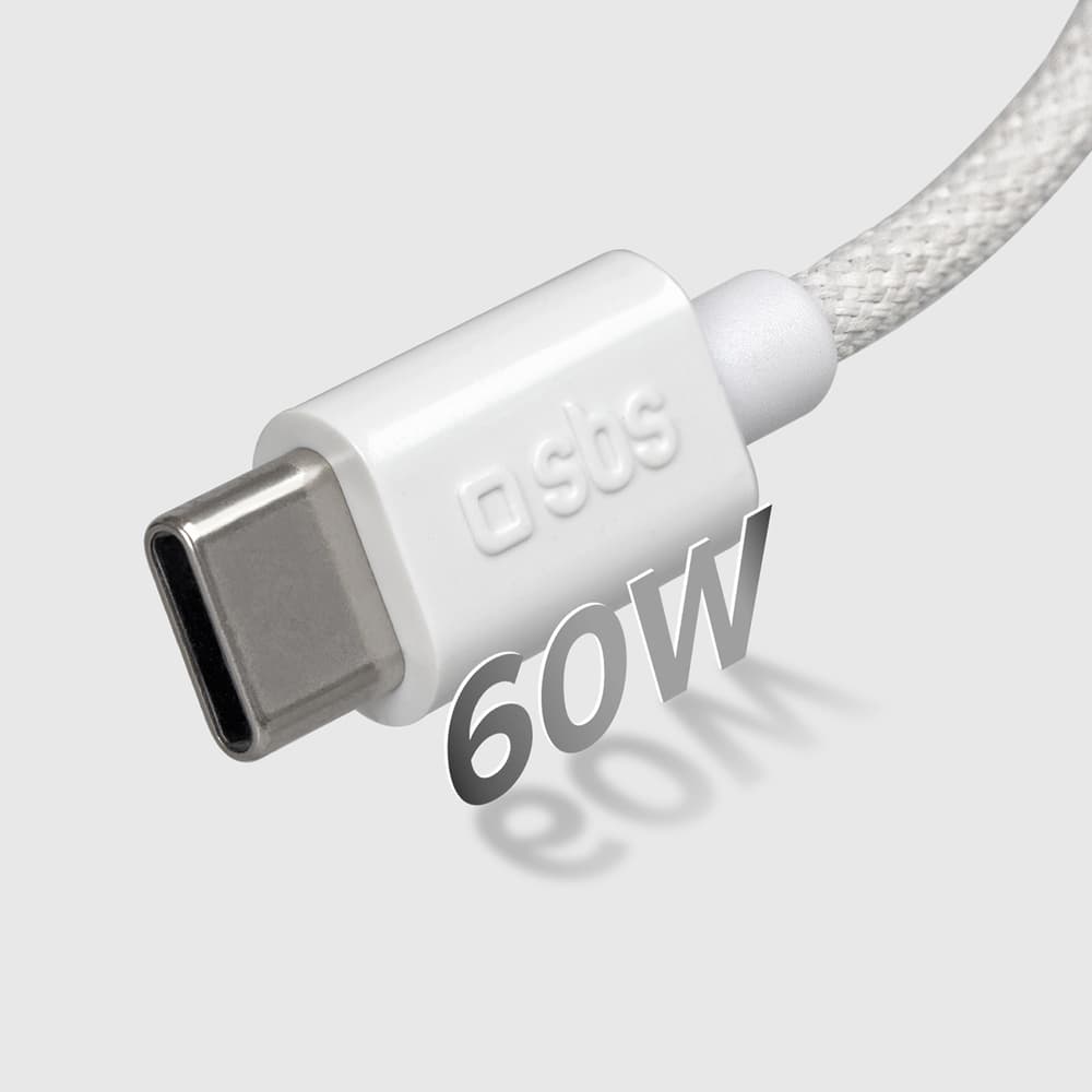 SBS TECABLETISSUETCCG USB-C v USB-C, 1,5m, 60W, pleten kabel - sivi 7