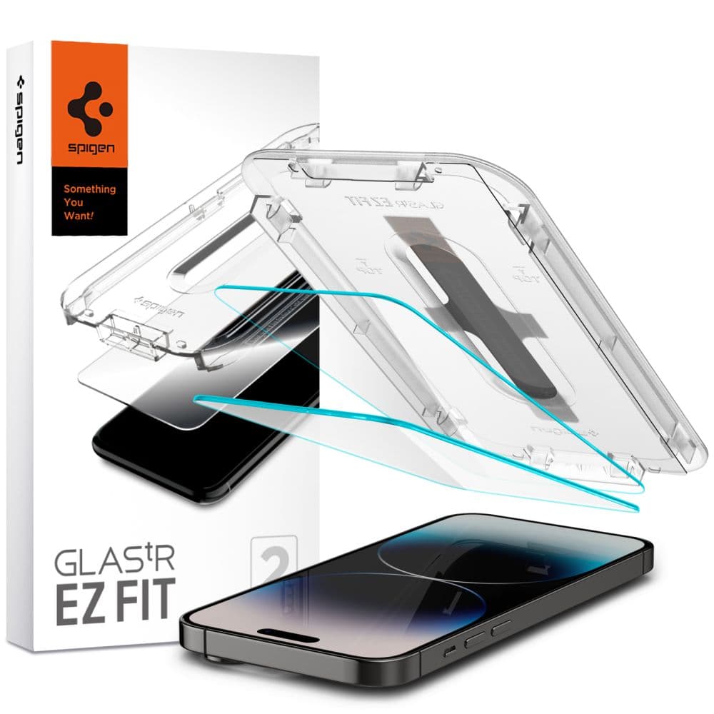 Spigen Glas.tR EZ Fit kaljeno steklo za iPhone 14 Pro (2 kosa)