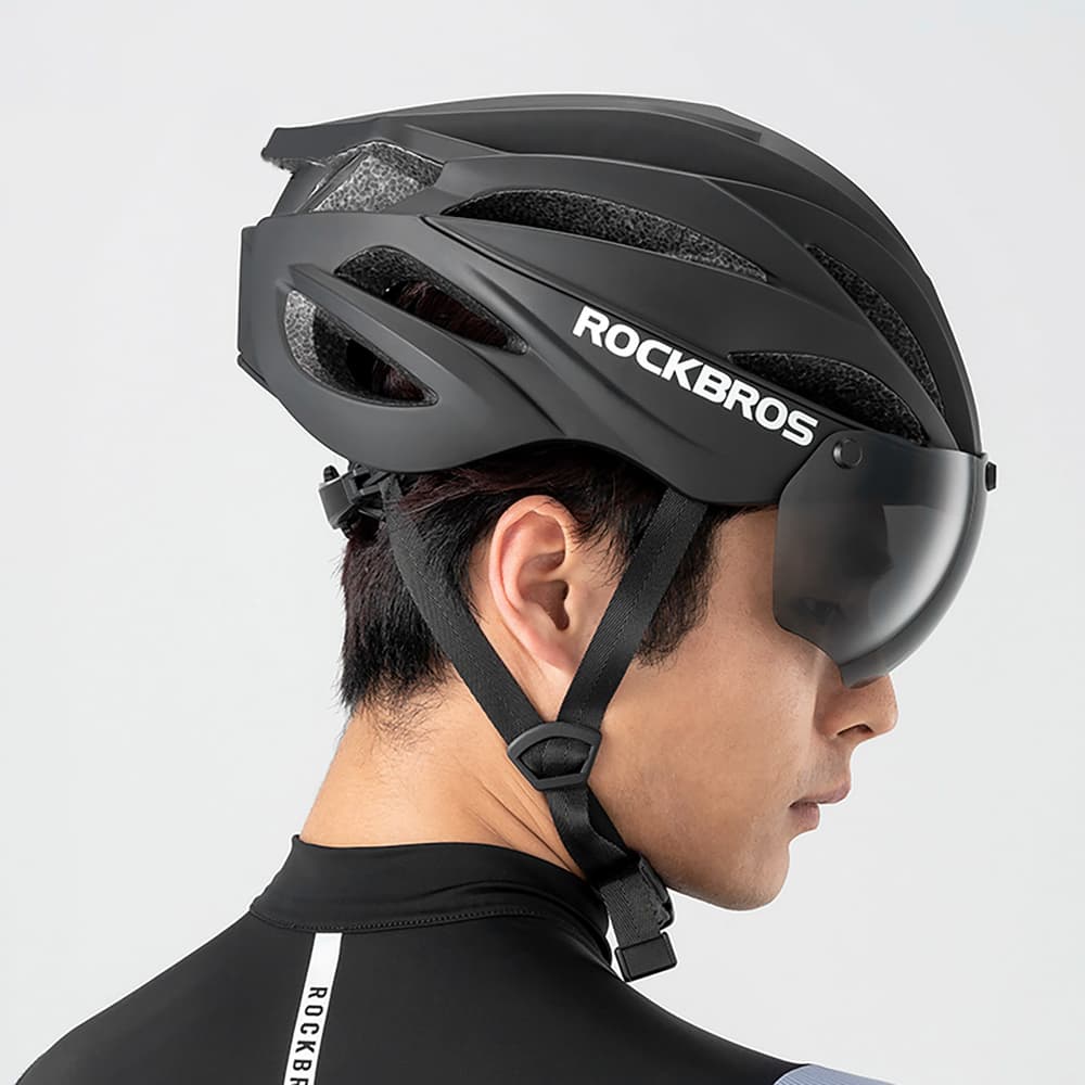 Rockbros Kolesarska čelada z vizirjem, odstranljivi UV zaščitni vizir, Unisex - Črna/Rjava 3