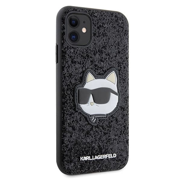 Karl Lagerfeld ovitek Glitter Choupette Patch iPhone 11 / Xr 6.1" - črn 4
