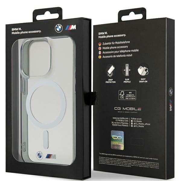 Ovitek BMW Silver Ring MagSafe za iPhone 14 Pro Max 6.7" transparenten 8