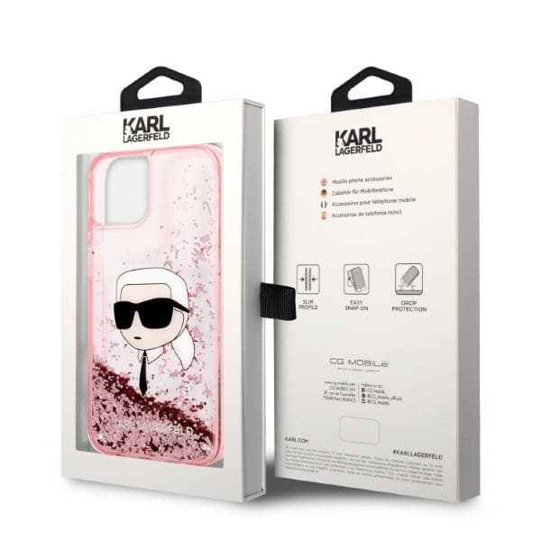 Karl Lagerfeld Glitter Karl's Head etui za iPhone 14 Plus - roza 8