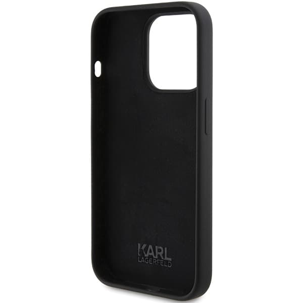 Karl Lagerfeld ovitek za iPhone 15 Pro - črn, silikonski 7