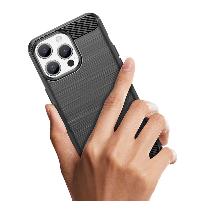 Prožen ovitek za iPhone 15 Pro Max Hurtel Carbon Case - črn 8