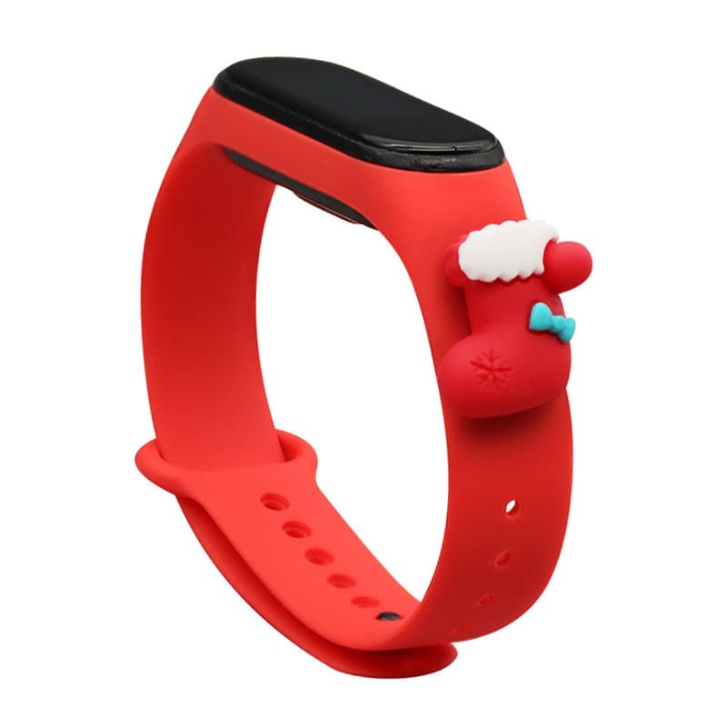 Hurtel božični pašček za Xiaomi Mi Band 3/4, rdeč, nogavička