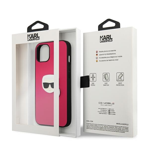 Ovitek Karl Lagerfeld Leather Ikonik za iPhone 13 mini, roza 8