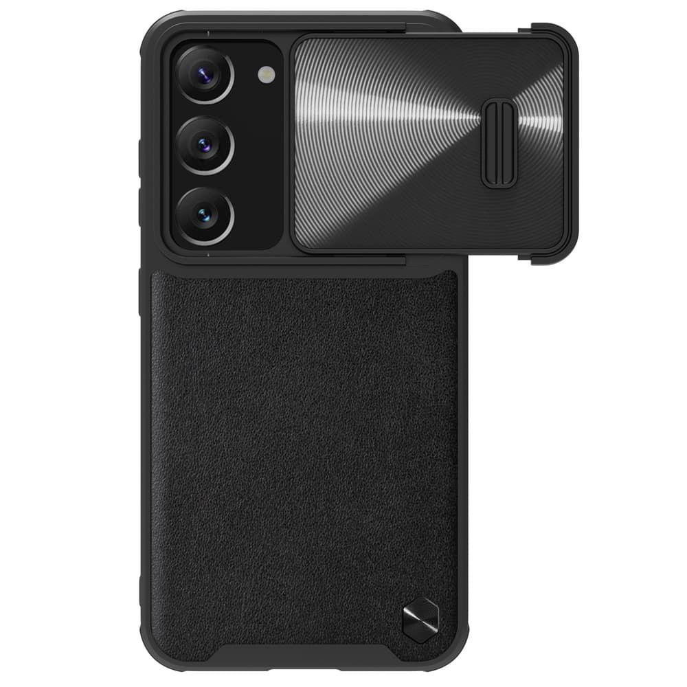 Nillkin CamShield Leather S ovitek za Samsung Galaxy S23+ s pokrovom kamere, črn