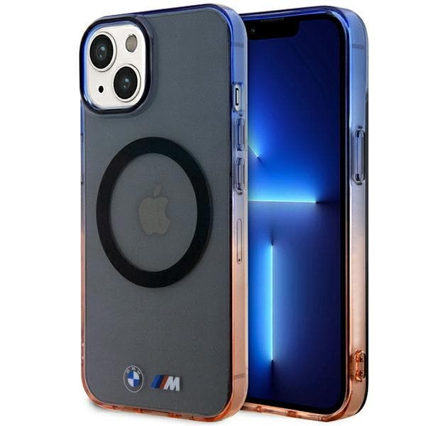 Ovitek za iPhone 14 Plus BMW Gradient Bumper MagSafe, siv