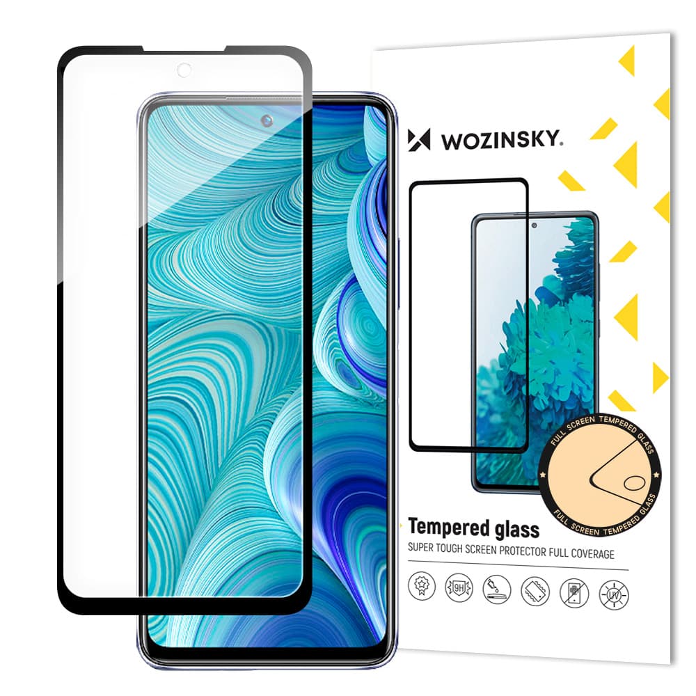 Wozinsky Full Glue kaljeno steklo Infinix Hot 11S NFC s črnim okvirjem (ohranja prostor za ovitek)