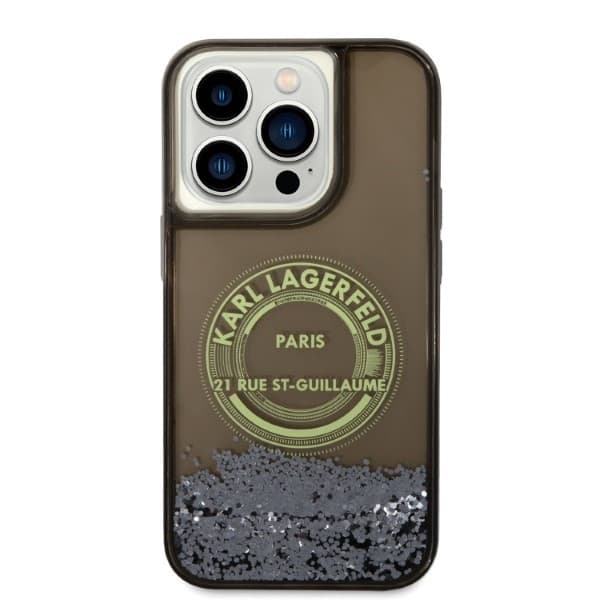 Etui Karl Lagerfeld Liquid Glitter RSG za iPhone 14 Pro - črni 2