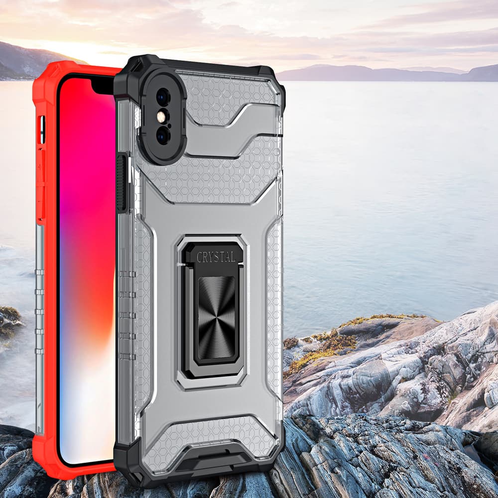 Ovitek Crystal Ring CaseKickstand za iPhone XS Max (rdeč) 8