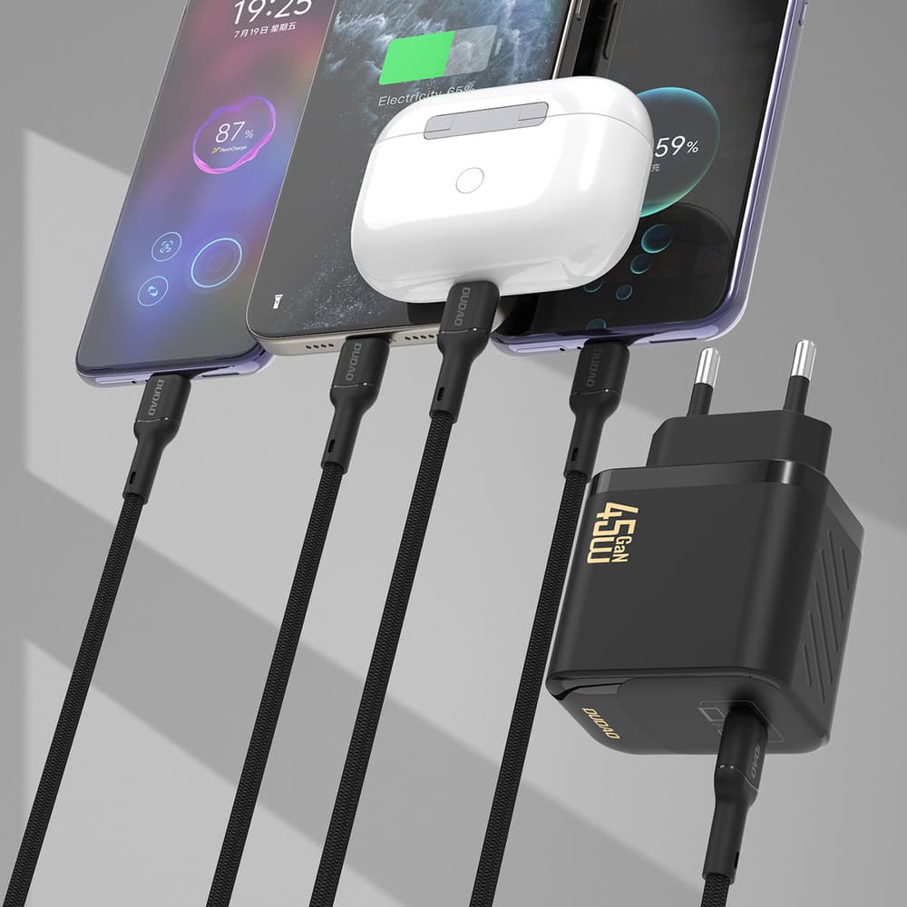 Dudao A28C 45W GaN stenski polnilnik + USB-C kabel, črn 3