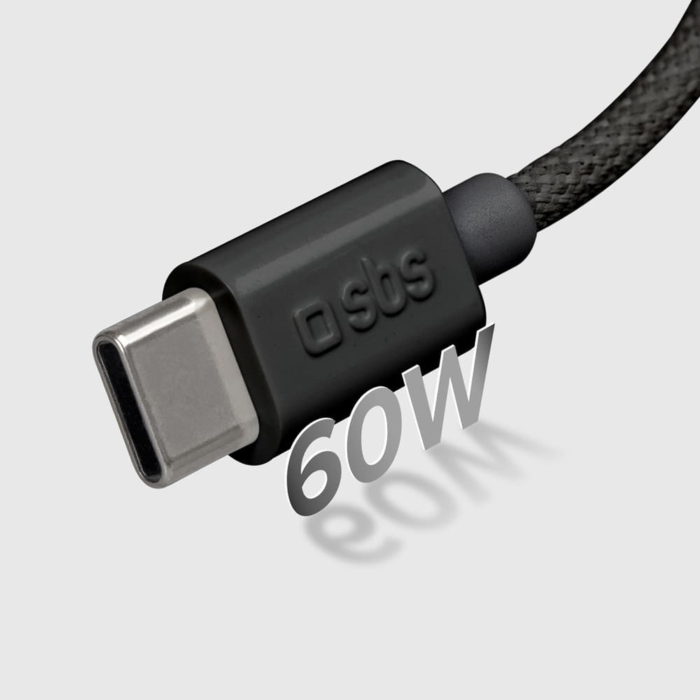 SBS kabel USB-C - USB-C 1.5m 60W pleten - črn 7