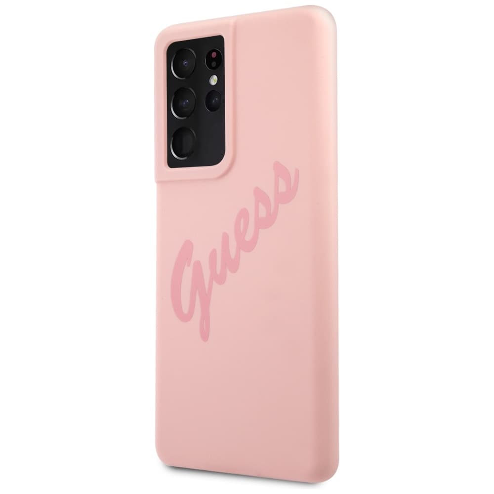 Ovitek Guess Silicone Vintage Script za Samsung Galaxy S21 Ultra - Roza 2
