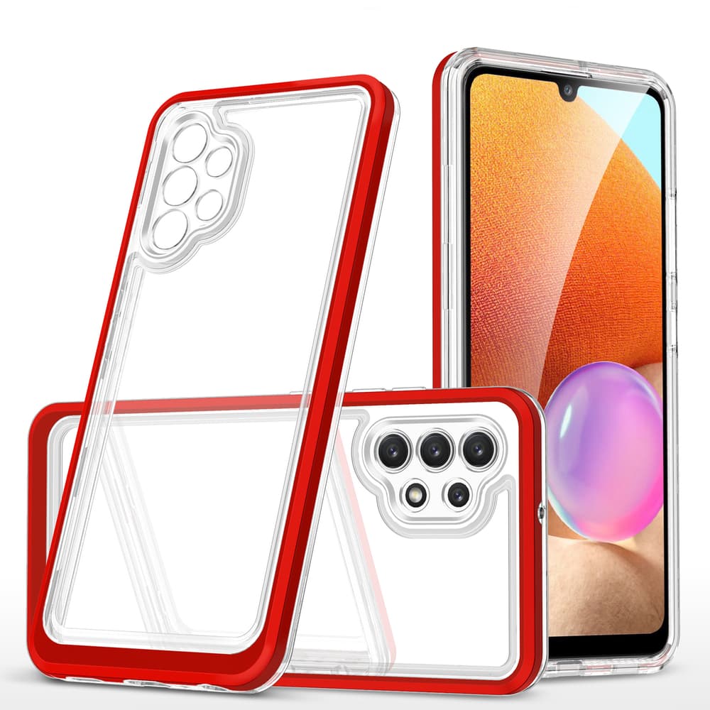 Hurtel ovitek Clear 3in1 za Samsung Galaxy A72 4G, rdeč