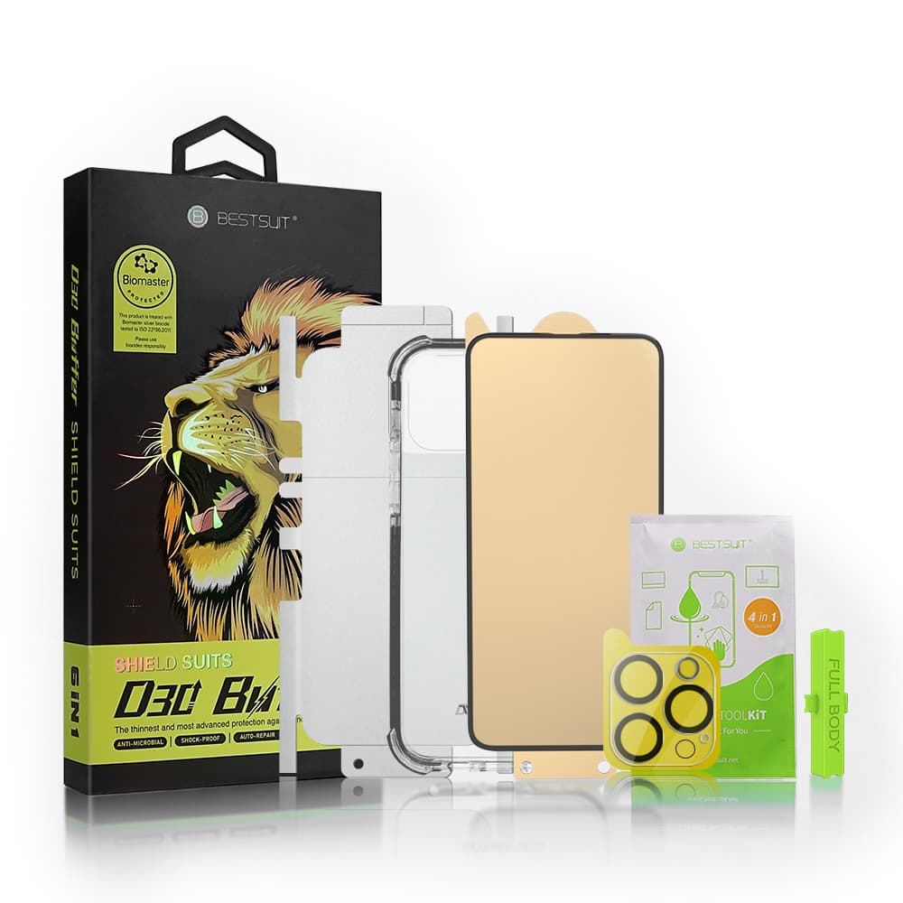Bestsuit 6in1 komplet za iPhone 13 mini: ovitek, steklo, folija, krpice