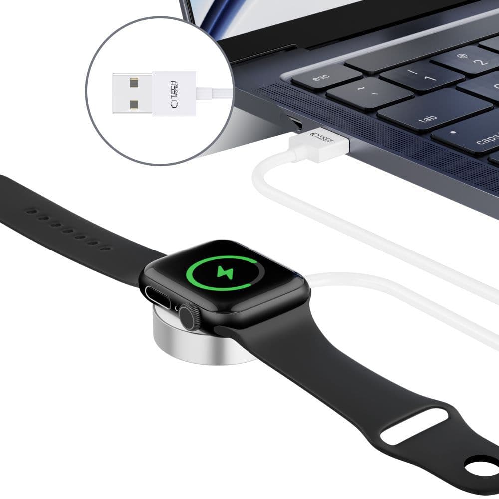 Tech-Protect UltraBoost polnilnik za Apple Watch, USB-A, 1.2m, bela 4