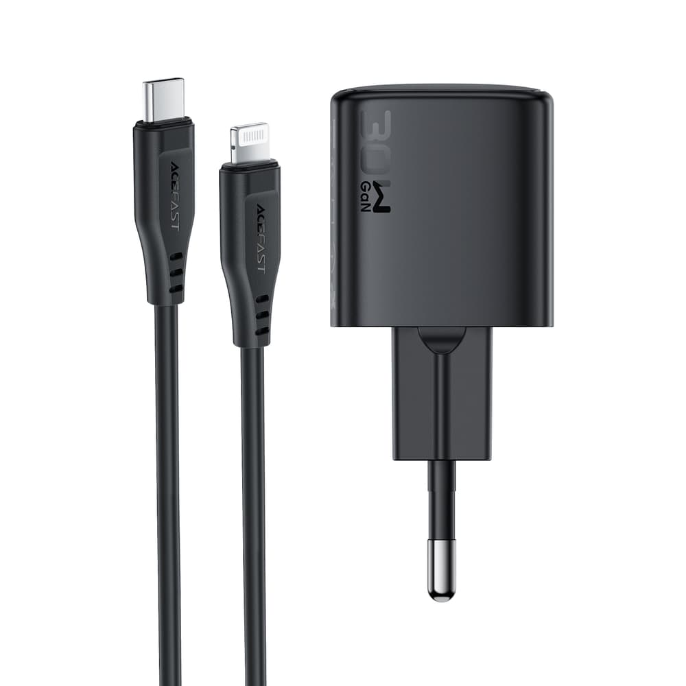 Acefast A118 30W GaN USB-C polnilnik s kablom Lightning, črn 4