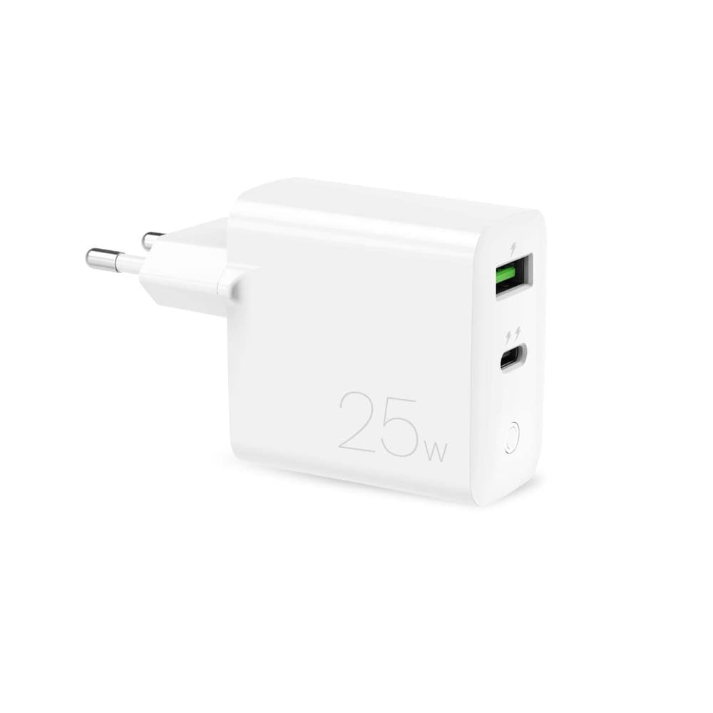 Puro 25W USB-A/USB-C omrežni polnilnik s Power Delivery - bel