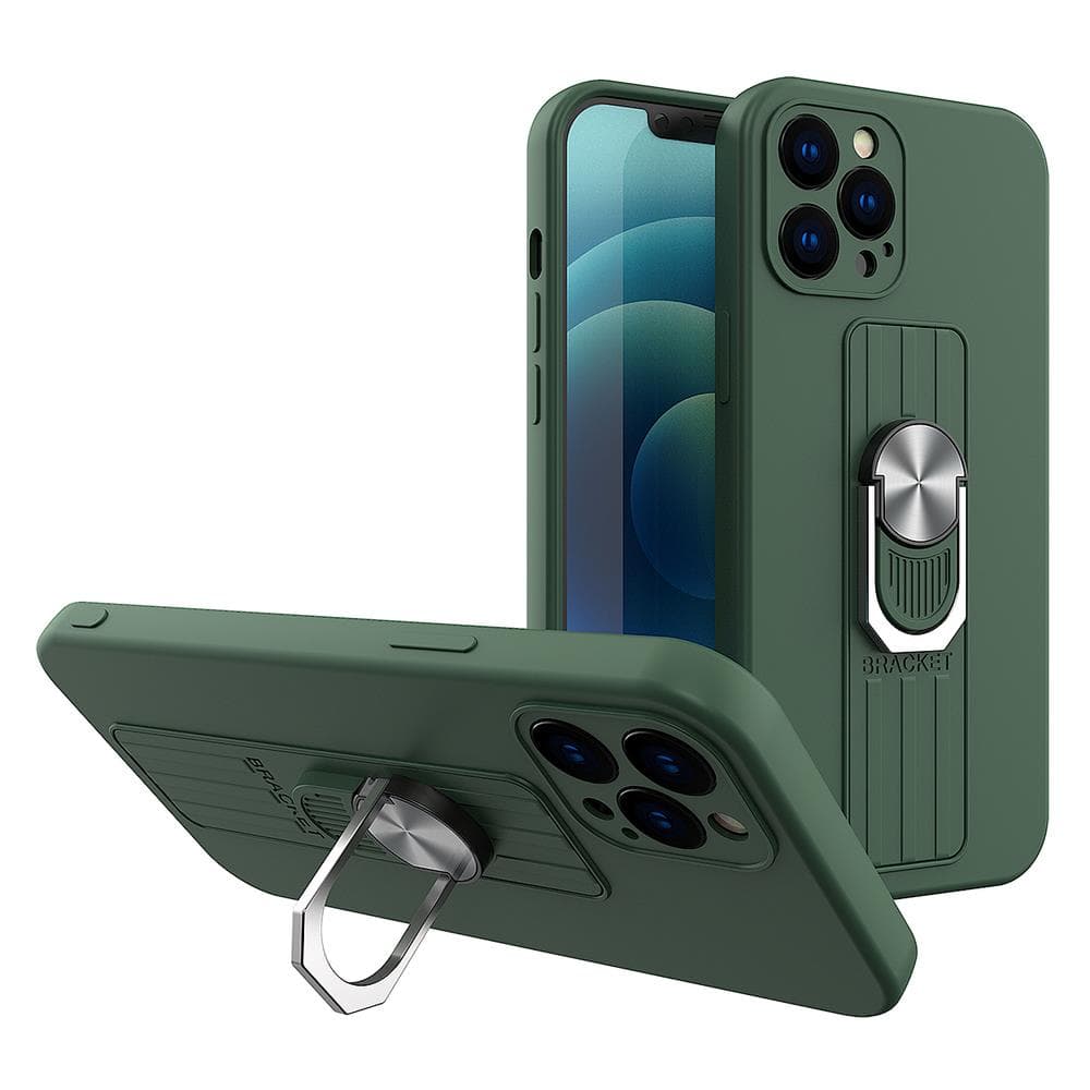 Hurtel Ring Case etui za Samsung Galaxy A22 4G, temno zelen