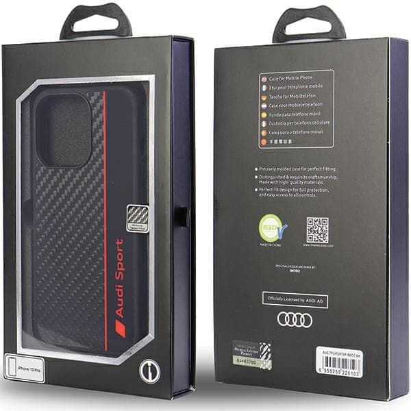 Ovitek Audi Carbon Fiber Stripe za iPhone 13 Pro / 13 - črn 5