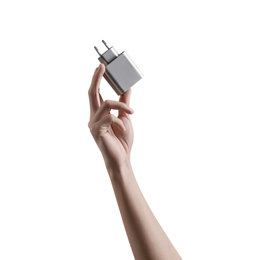 Cuktech 65W GaN 2xUSB-C + 1xUSB-A stenski polnilnik - siva 5