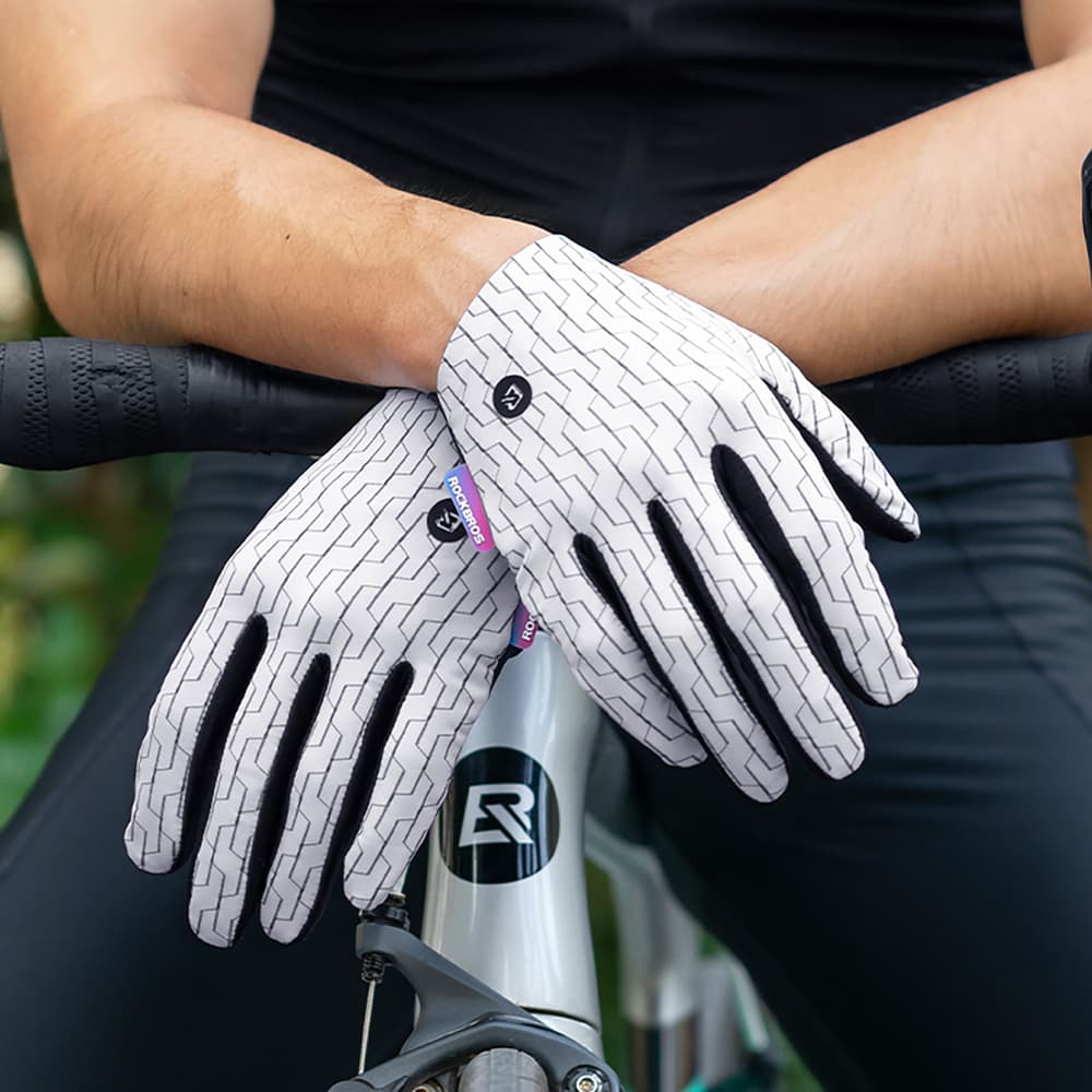Rockbros MTB kolesarske rokavice - M - bele/črne 4
