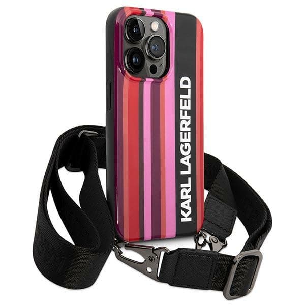 Karl Lagerfeld Color Stripes Strap ovitek za iPhone 14 Pro Max (6.7"), roza 3