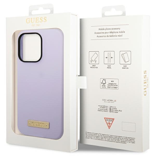 Ovitek Guess Silicone Logo Plate MagSafe za iPhone 14 Pro, vijoličen 8
