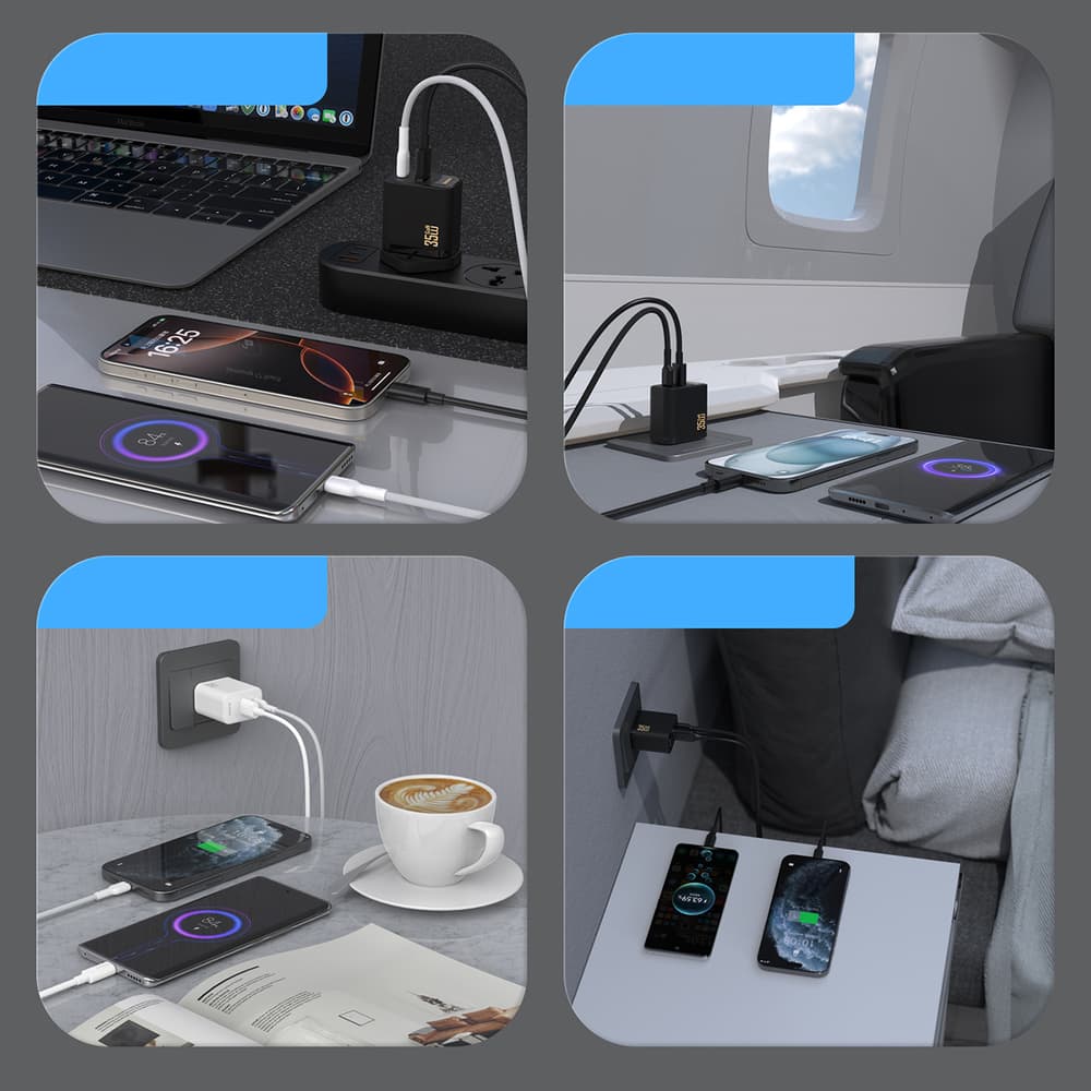 Dudao A27 Max 35W GaN stenski polnilnik, 2v1 USB-C/USB-A, črn 5