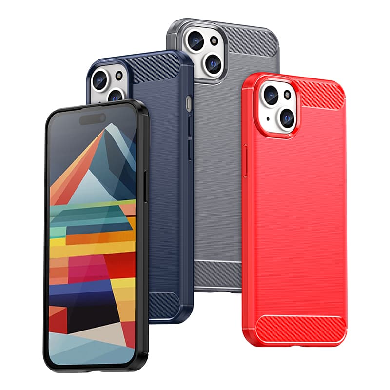 Prožen ovitek za iPhone 15 Plus Hurtel Carbon Case - moder 7
