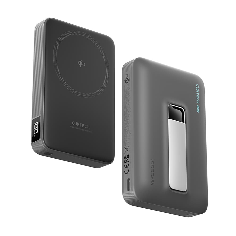 Cuktech WPB100 10000 mAh Qi2 magnetna powerbanka 30W z stojalom - Črna