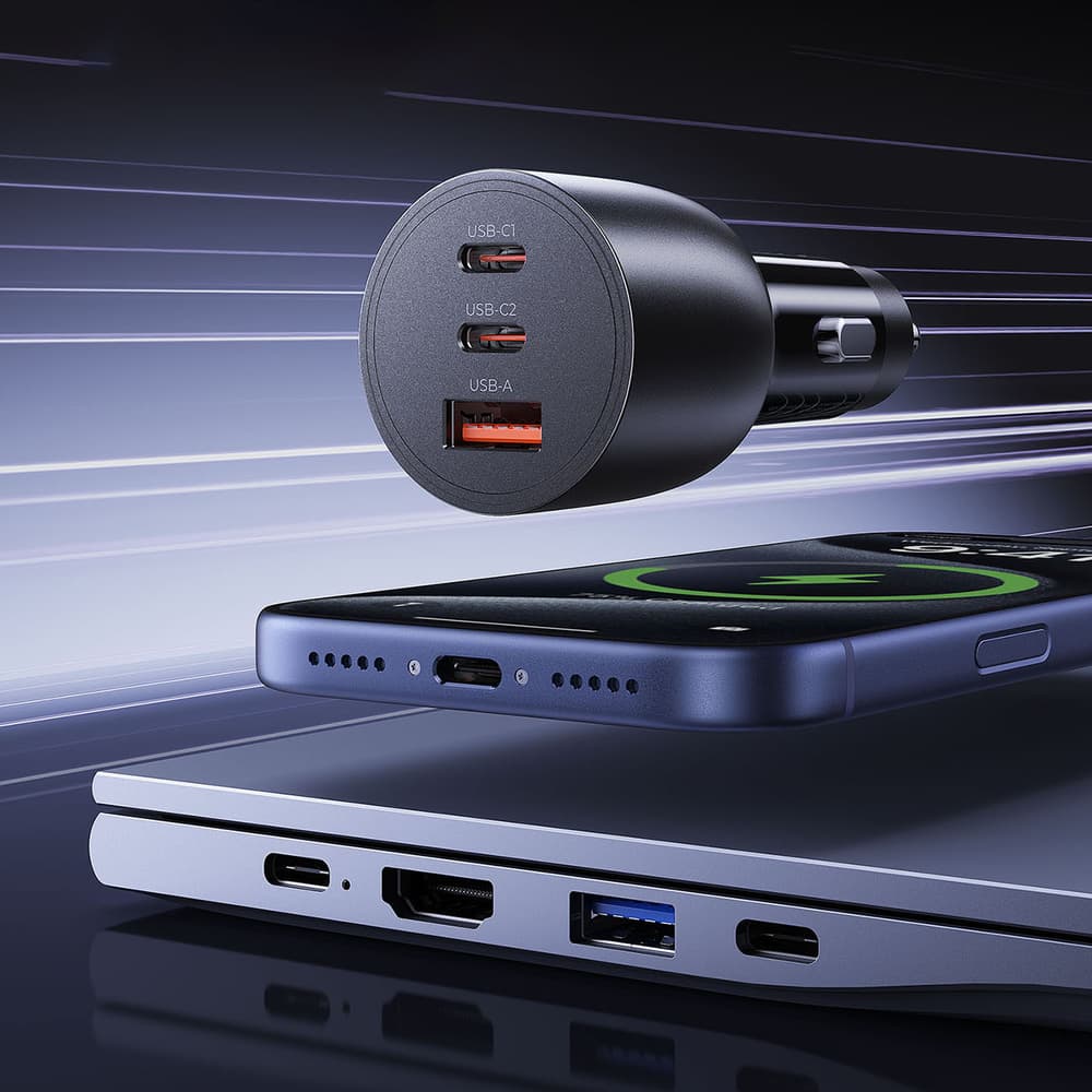 Orico PowerLink 165W avtomobilski polnilnik, USB-A + 2x USB-C - črn 6