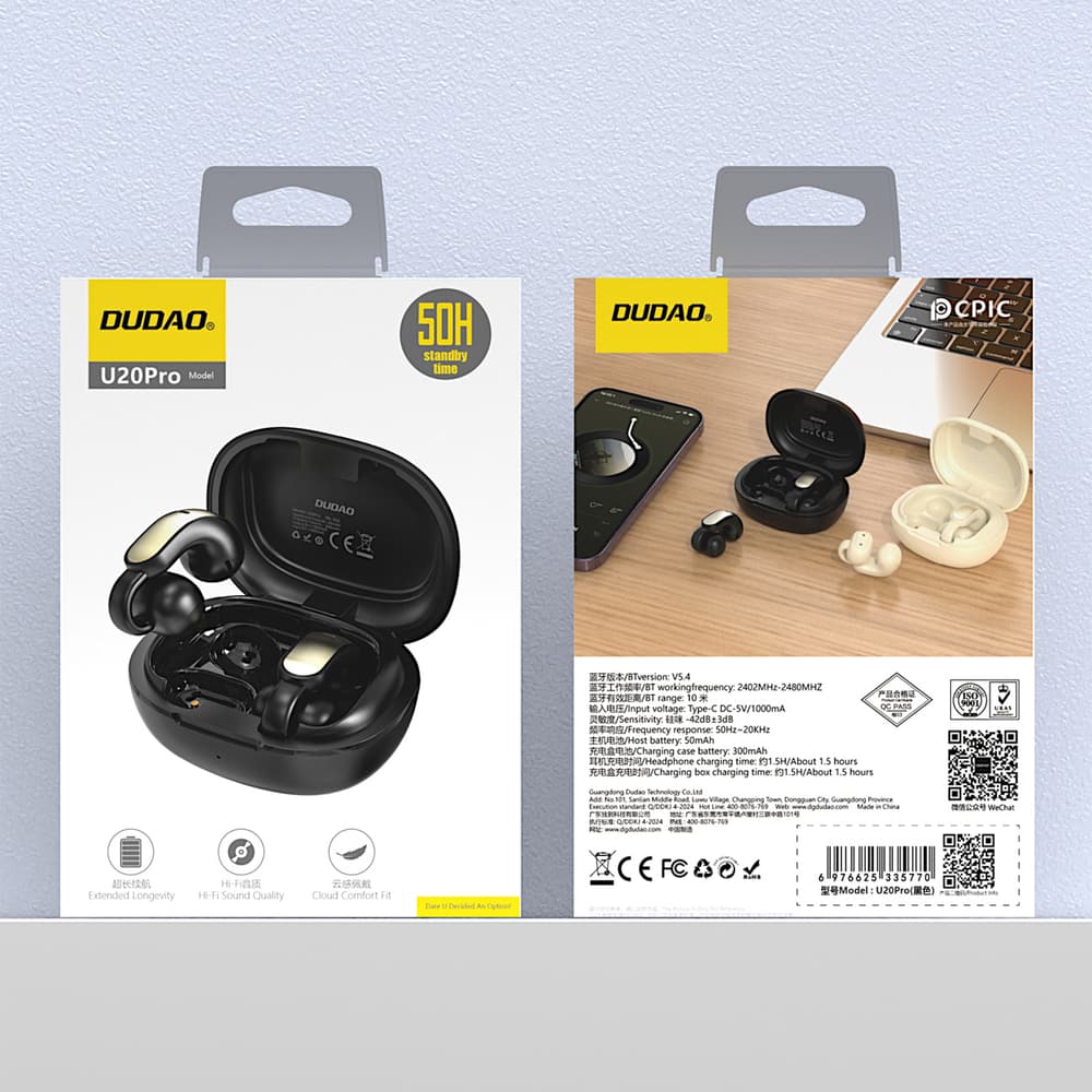 Dudao U20 Pro TWS Bluetooth slušalke, črne 5