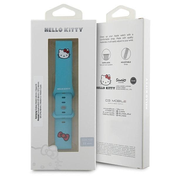 Hello Kitty silikonski pašček Kitty Head, univerzalen 22 mm - modra 4