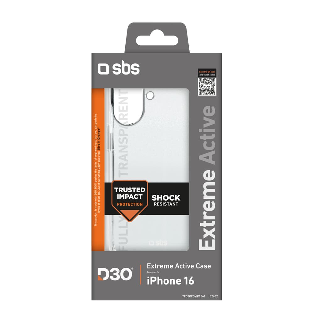 SBS Extreme Active D3O ovitek za iPhone 16 - prozoren 2