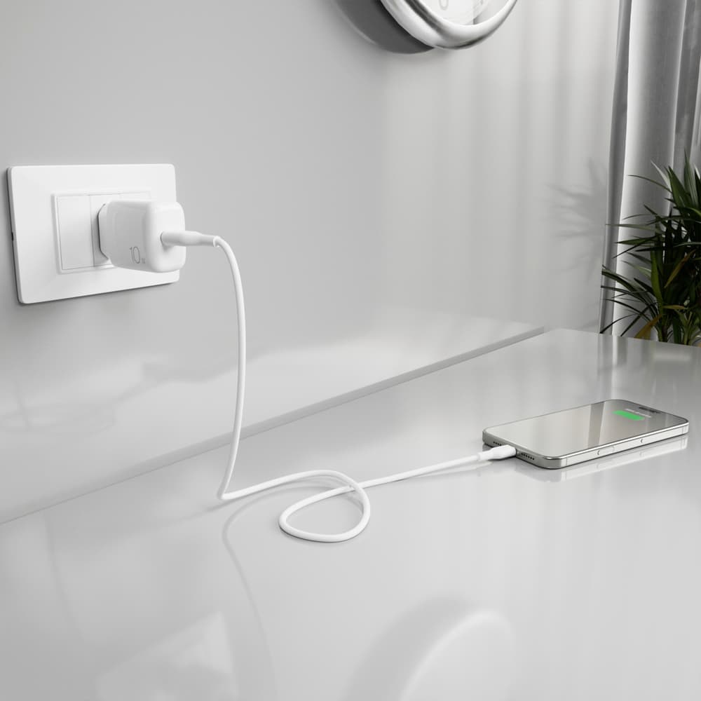 Puro PROLITE 10W USB-A polnilnik + kabel USB-A/USB-C 1.2m, bel 8