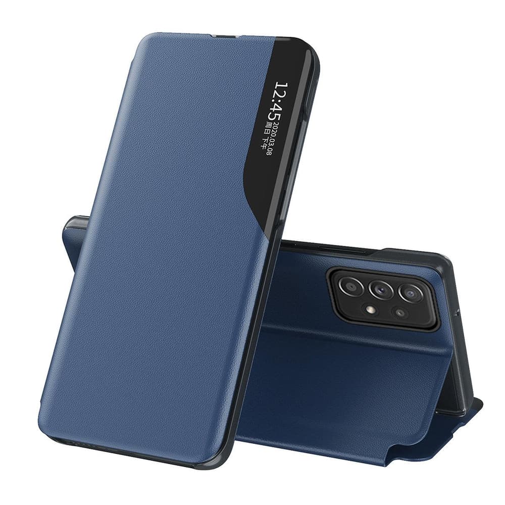Hurtel Eco Leather View Case preklopni ovitek za Samsung Galaxy A73 modra