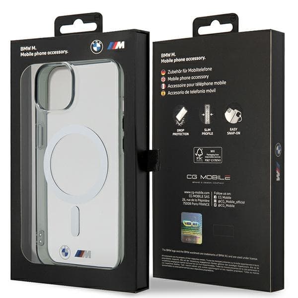Ovitek BMW Silver Ring MagSafe za iPhone 14 6.1" transparenten 8