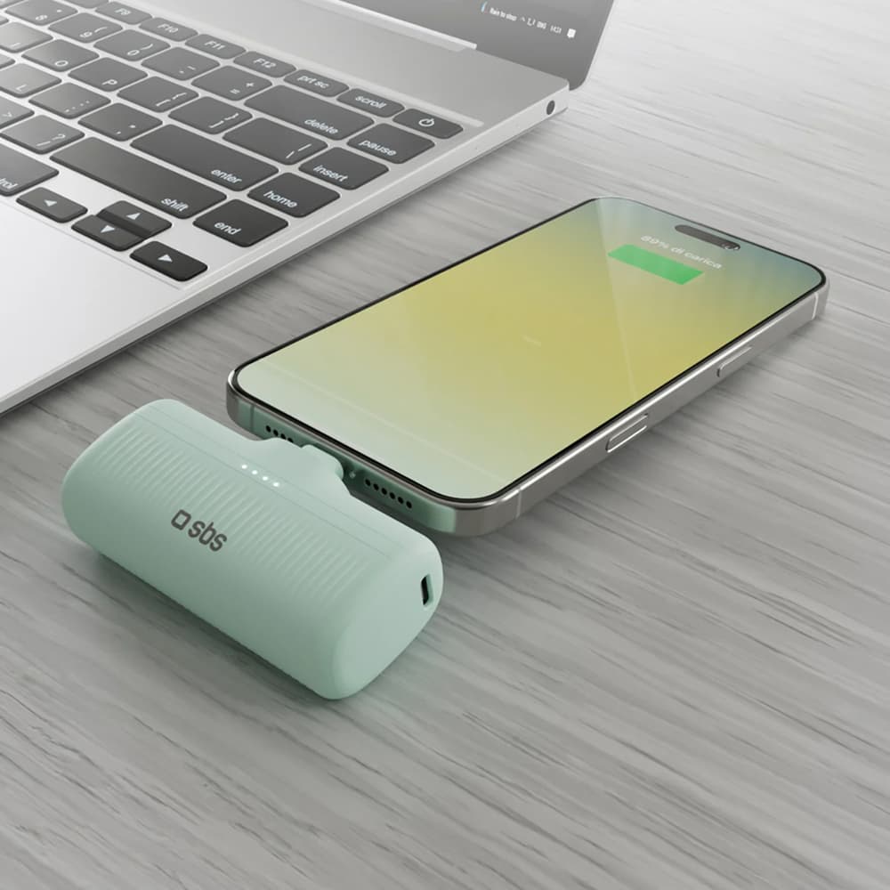Prenosni polnilnik SBS EcoPower 5000 mAh 10W, vgrajen USB-C, zelen 5