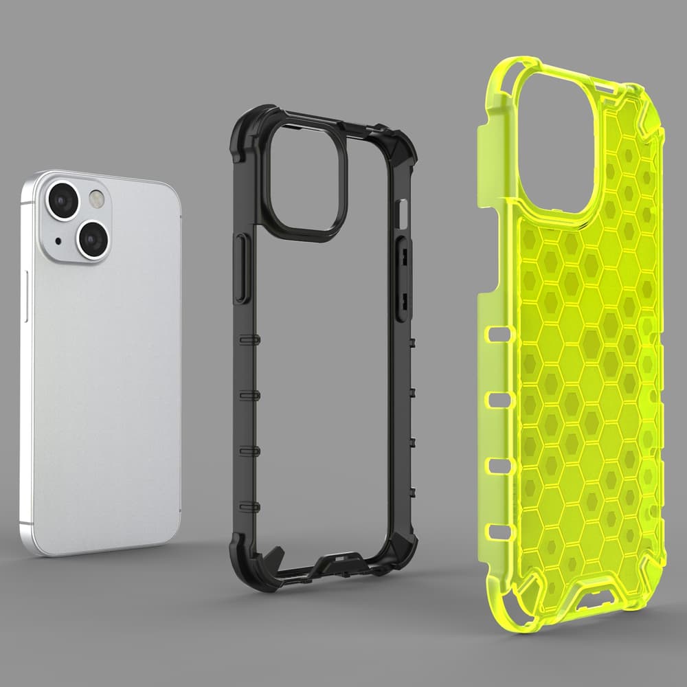 Hurtel Honeycomb ovitek z TPU odbijačem za iPhone 13 mini - rdeča 6