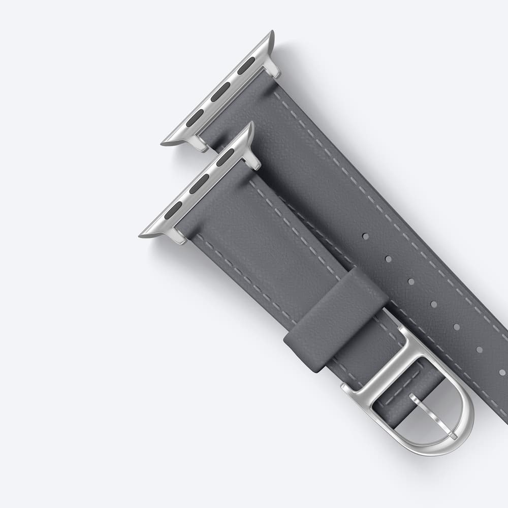 Usnjen pašček AmazingThing Class Band za Apple Watch 45/46/49mm - Siva 8